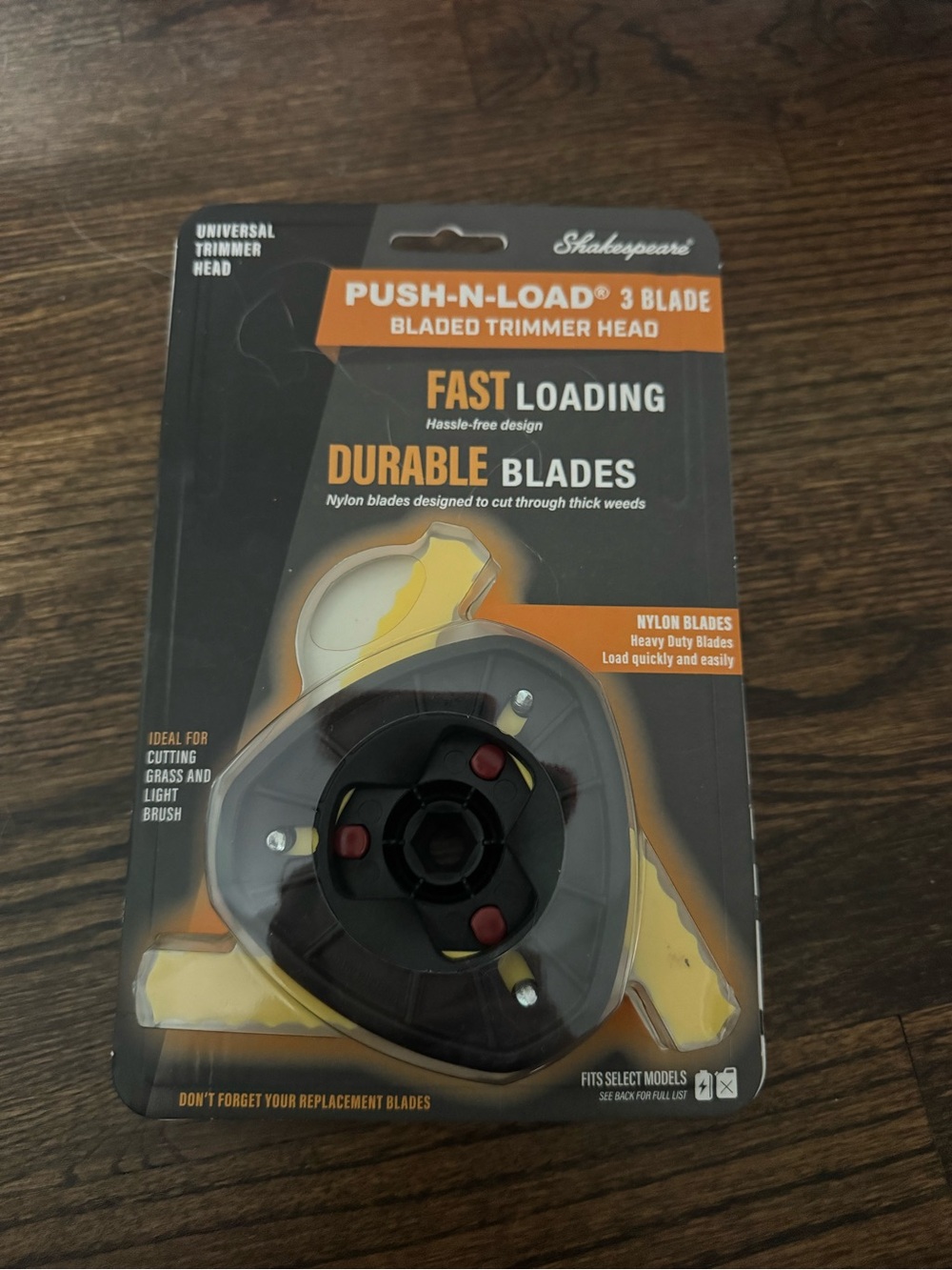 Shakespeare Push-N-Load 3 Blade Trimmer Head - Black and Orange